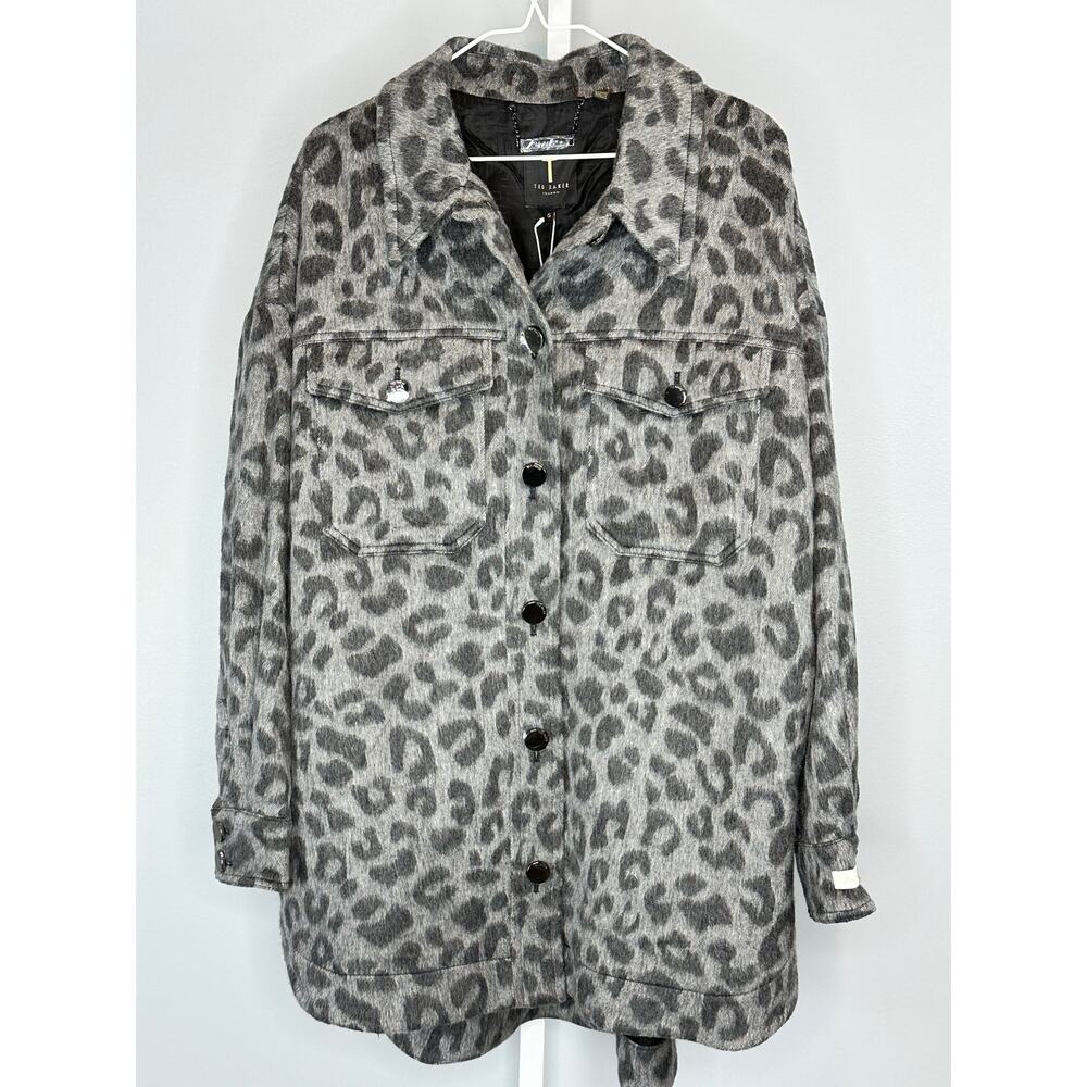 Ted Baker London Leopard Print Wool Blend Shacket Coat Jacket Size 5 XL $475